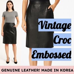 Evan Davies Genuine Croc-Embossed Leather Vintage Skirt - Cow Nappa from Korea